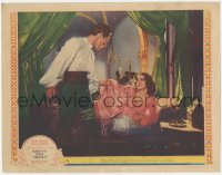 5k1376 ROMEO & JULIET LC 1936 Norma Shearer on bed pleads with Leslie Howard to stay, Shakespeare!