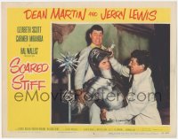 5k1393 SCARED STIFF LC #4 1953 Dean Martin & Jerry Lewis fight with Jack Lambert in suit of armor!