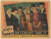 5k1407 SHE COULDN'T TAKE IT LC 1935 George Raft in tuxedo & top hat stares at sexy Joan Bennett!
