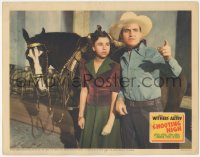 5k1411 SHOOTING HIGH LC 1940 cowboy Gene Autry & Jane Withers standing by his horse Champion!