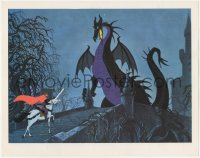 5k1429 SLEEPING BEAUTY LC 1959 Disney cartoon, Prince Phillip faces the huge dragon on the bridge!