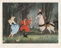 5k1428 SLEEPING BEAUTY LC 1959 Disney cartoon, Prince Phillip & Princess Aurora with forest animals!