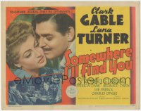 5k0853 SOMEWHERE I'LL FIND YOU TC 1942 great romantic close up of Clark Gable & sexy Lana Turner!