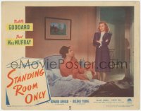 5k1447 STANDING ROOM ONLY LC #8 1944 housemaid Paulette Goddard looks at Fred MacMurray in bed!