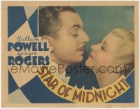 5k1449 STAR OF MIDNIGHT LC 1935 c/u of William Powell about to kiss Ginger Rogers, first release!
