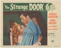 5k1456 STRANGE DOOR LC #2 1951 best close up of Sally Forrest & Richard Stapley embracing!