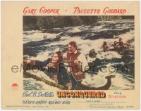 5k1519 UNCONQUERED LC #6 1947 Indians chase Gary Cooper & Paulette Goddard towards waterfall!