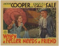5k1550 WHEN A FELLER NEEDS A FRIEND LC 1932 young Helen Parrish flirting with bashful Jackie Cooper!