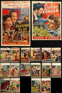 5m0129 LOT OF 20 FORMERLY FOLDED BELGIAN POSTERS 1950s a variety of cool movie images!