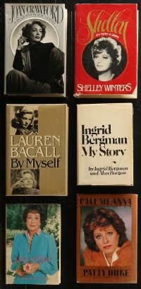 5m0964 LOT OF 6 ACTRESS BIOGRAPHY HARDCOVER BOOKS 1970s-1980s Crawford, Bacall, Winters, Bergman!