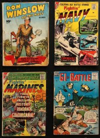 5m0487 LOT OF 4 WAR COMIC BOOKS 1940s-1950s Don Winslow, Fightin' Navy, Fightin' Marines, GI in Battle!