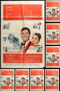 5m0811 LOT OF 8 FOLDED CINDERFELLA ONE-SHEETS 1960 Jerry Lewis & Anna Maria Alberghetti by Rockwell!