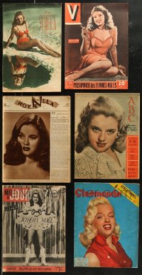 5m0896 LOT OF 6 NON-U.S. MAGAZINES WITH DIANA DORS COVERS 1940s-1950s sexy young images of her!