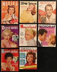 5m0879 LOT OF 8 MOVIE MAGAZINES 1940s-1950s filled with great images & articles on celebrities!