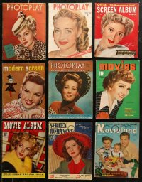 5m0874 LOT OF 9 MOVIE MAGAZINES 1940s-1950s filled with great images & articles on celebrities!