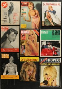 5m0873 LOT OF 9 NON-U.S. MAGAZINES WITH BRIGITTE BARDOT COVERS 1950s-1980s sexy images!