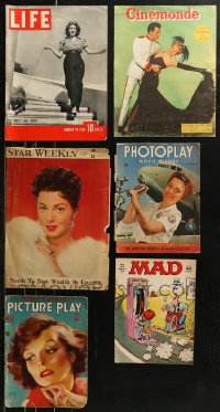 5m0028 LOT OF 6 MAGAZINE COVERS 1930s-1970s great celebrity images!
