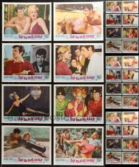 5m0673 LOT OF 32 UP TO HIS EARS LOBBY CARDS 1965 Belmondo, Ursula Andress, four complete sets!