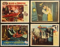 5m0708 LOT OF 4 HORROR/SCI-FI LOBBY CARDS 1940s-1960s Blood of the Vampire, 4D Man, Frozen Ghost!