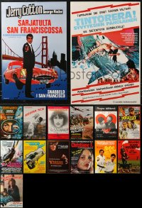 5m0066 LOT OF 17 FORMERLY FOLDED FINNISH POSTERS 1960s-1980s a variety of different movie images!