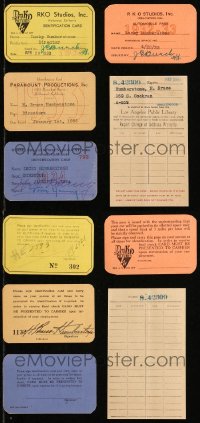 5m0003 LOT OF 5 H. BRUCE HUMBERSTONE STUDIO PASSES AND LIBRARY CARD 1931-1934 his personal property!