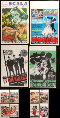 5m0143 LOT OF 12 FORMERLY FOLDED BELGIAN POSTERS 1950s-1970s great images from a variety of movies!