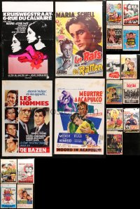 5m0131 LOT OF 19 FORMERLY FOLDED BELGIAN POSTERS 1950s-1970s great images from a variety of movies!