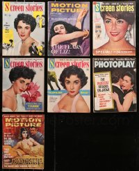 5m0886 LOT OF 7 MOVIE MAGAZINES WITH ELIZABETH TAYLOR COVERS 1950s-1960s great images & articles!