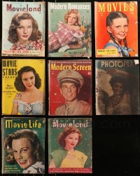 5m0862 LOT OF 8 MOVIE MAGAZINES 1940s filled with great images & articles on celebrities!