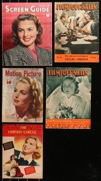 5m0905 LOT OF 5 MAGAZINES WITH INGRID BERGMAN COVERS 1930s-1940s great images & articles!