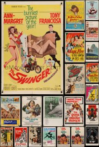 5m0754 LOT OF 44 FOLDED ONE-SHEETS 1950s-1970s great images from a variety of different movies!
