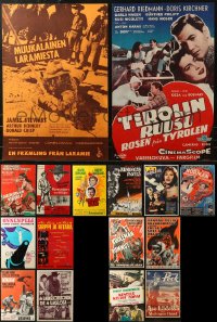 5m0067 LOT OF 16 FORMERLY FOLDED FINNISH POSTERS 1940s-1980s a variety of different movie images!