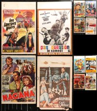 5m0135 LOT OF 17 FORMERLY FOLDED BELGIAN POSTERS 1950s-1970s great images from a variety of movies!