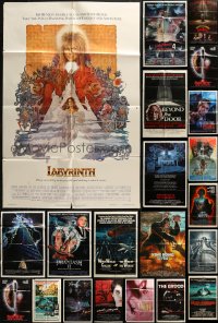 5m0784 LOT OF 24 FOLDED HORROR/SCI-FI ONE-SHEETS 1970s-1980s great images from a variety of movies!