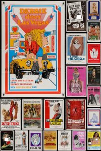 5m0154 LOT OF 29 FORMERLY TRI-FOLDED SEXPLOITATION 27X41 ONE-SHEETS 1970s-1980s sexy movie images!