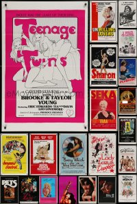 5m0171 LOT OF 24 FORMERLY TRI-FOLDED SEXPLOITATION 27X41 ONE-SHEETS 1970s-1980s sexy movie images!