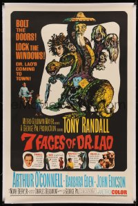5p0133 7 FACES OF DR. LAO linen 1sh 1964 great art of Tony Randall's personalities by Joseph Smith!