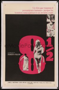 5p0134 8 1/2 linen Spanish/US 1sh 1963 Federico Fellini, Marcello Mastroianni, Claudia Cardinale!