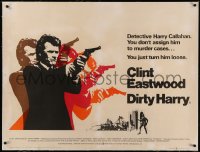 5p0036 DIRTY HARRY linen British quad 1971 best art of Clint Eastwood with gun in motion, Don Siegel