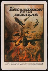 5p0170 EAGLES OVER LONDON linen int'l Spanish language 1sh 1970 cool artwork of WWII aerial battle!