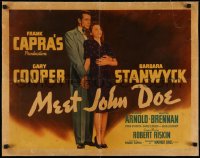 5p0116 MEET JOHN DOE linen style A 1/2sh 1941 Frank Capra, Gary Cooper, Barbara Stanwyck, ultra rare!