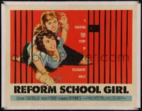 5p0119 REFORM SCHOOL GIRL linen 1/2sh 1957 most classic AIP bad girl catfight behind bars artwork!