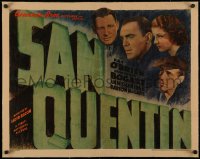 5p0121 SAN QUENTIN linen 1/2sh 1937 Humphrey Bogart, Ann Sheridan, Pat O'Brien, MacLane, ultra rare!