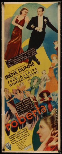 5p0130 ROBERTA linen insert 1935 Irene Dunne, Fred Astaire & Ginger Rogers, great art, ultra rare!