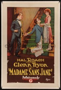 5p0228 MADAME SANS JANE linen 1sh 1925 Hal Roach comedy, art of Glenn Tryon & Fay Wray, very rare!