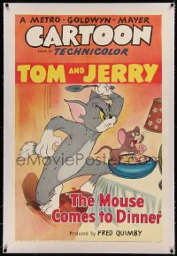 5p0235 MOUSE COMES TO DINNER linen 1sh R1951 great art of Tom attacking Jerry, who's eating his food!