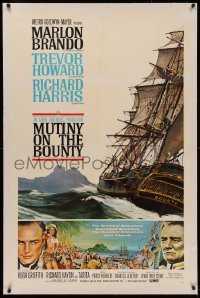 5p0238 MUTINY ON THE BOUNTY linen style B 1sh 1962 Marlon Brando, art by Smith & Henninger!