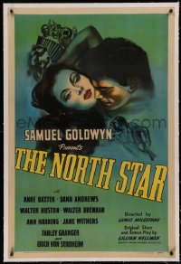 5p0245 NORTH STAR linen 1sh 1943 Lewis Milestone pro-Russia WWII movie when we were allies with them!