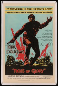 5p0253 PATHS OF GLORY linen 1sh 1958 Stanley Kubrick WWI anti-war classic, great art of Kirk Douglas!