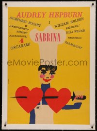 5p0020 SABRINA linen Polish 23x33 1967 Billy Wilder, wacky different Zbikowski art of Audrey Hepburn!
